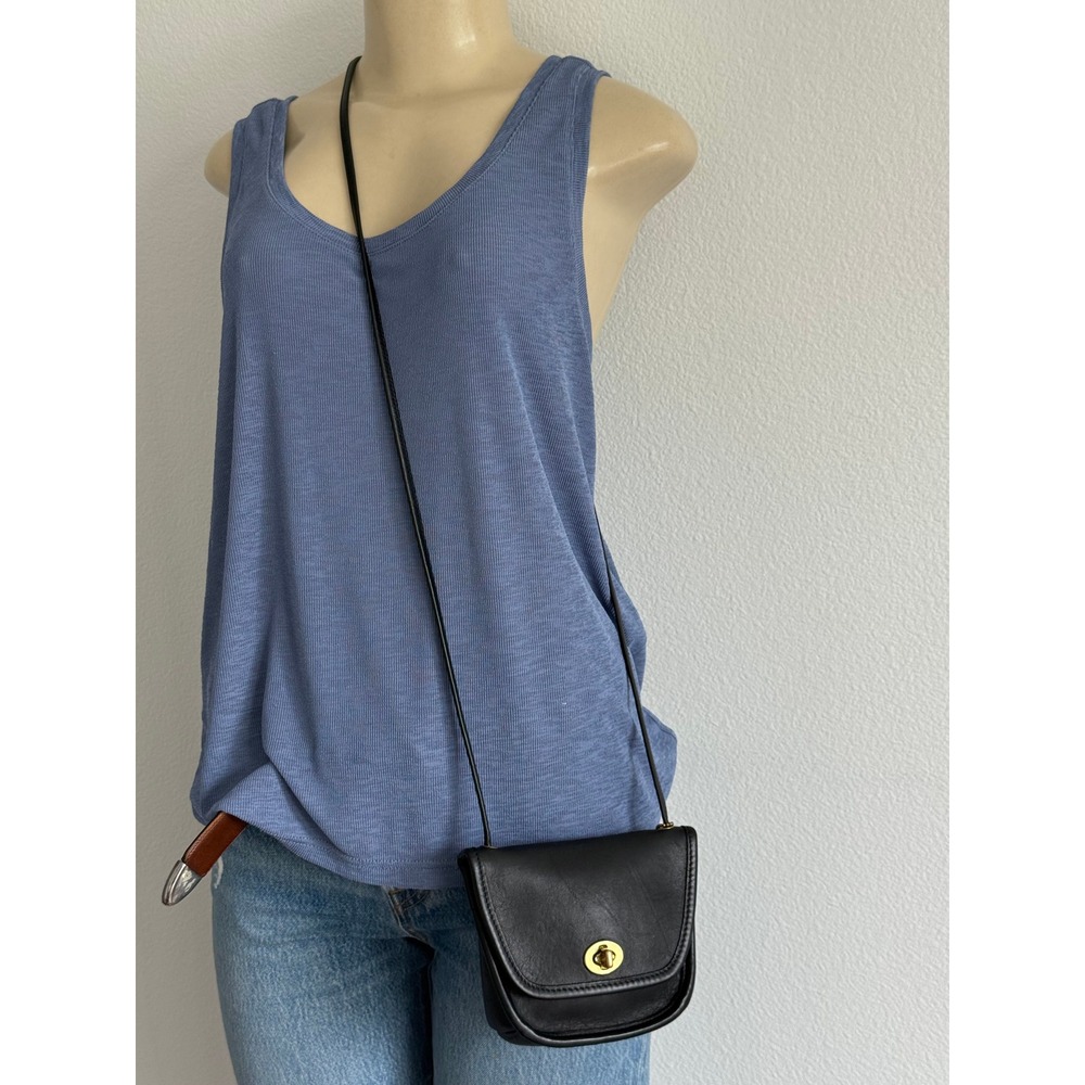 Vintage Coach Everett Bag Black Glovetanned Leather Turnlock Crossbody #9934 USA - Picture 2 of 16